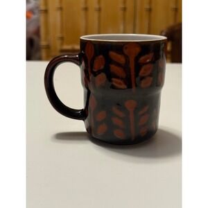 Vintage Hearthside Potters Pride Japan Mug Brown Orange Leaf Mid Century Modern